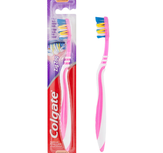 فرشاة أسنان كولجيت زجزاج مرنة وناعمة، ألوان متنوعة، قطعة واحدة