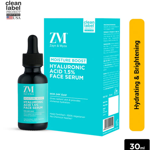 Zayn & Myza Hyaluronic Acid 1.5 % with 24 k Gold Face Serum, 30 ml