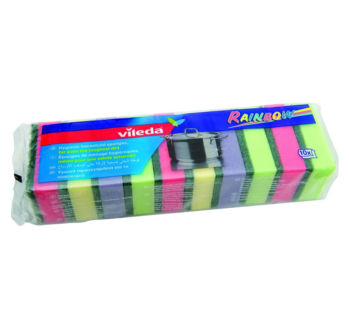 Vileda Rainbow Dish Washing Medium Foam Sponge Scourer 10pcs