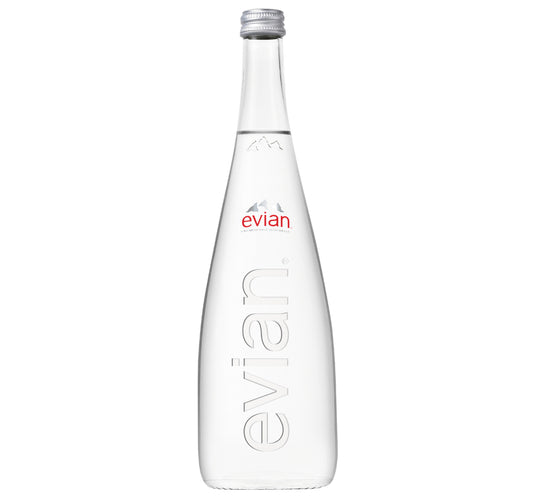 Evian Natural Mineral Water Glass Bottle 750 ml