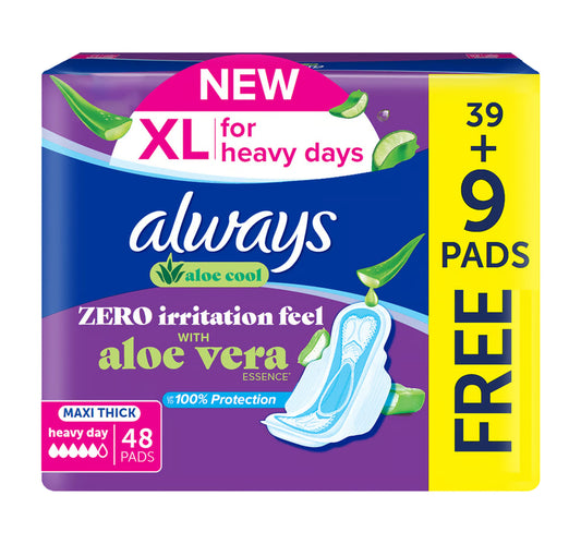 مجموعة Always Maxi Thick Aloe Cool XL الاقتصادية 48 قطعة