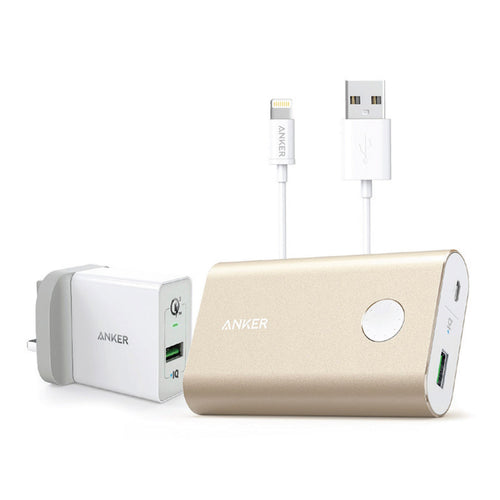 Anker Power Bank, 10050mAh + Lightning Cable + Charger