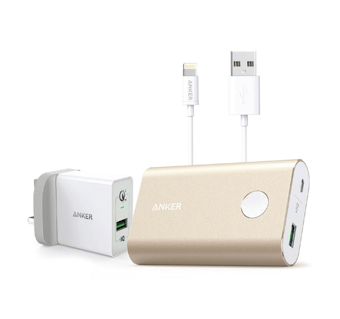 Anker Power Bank, 10050mAh + Lightning Cable + Charger