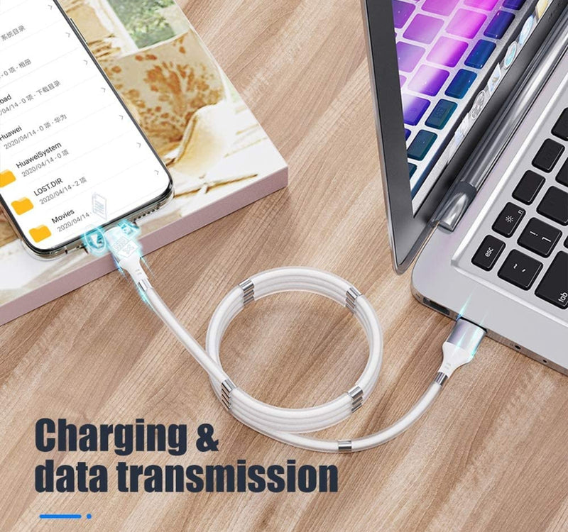 Trands Magnetic Absorption Type-C Data Cable, Portable Self Winding Clutter CA550