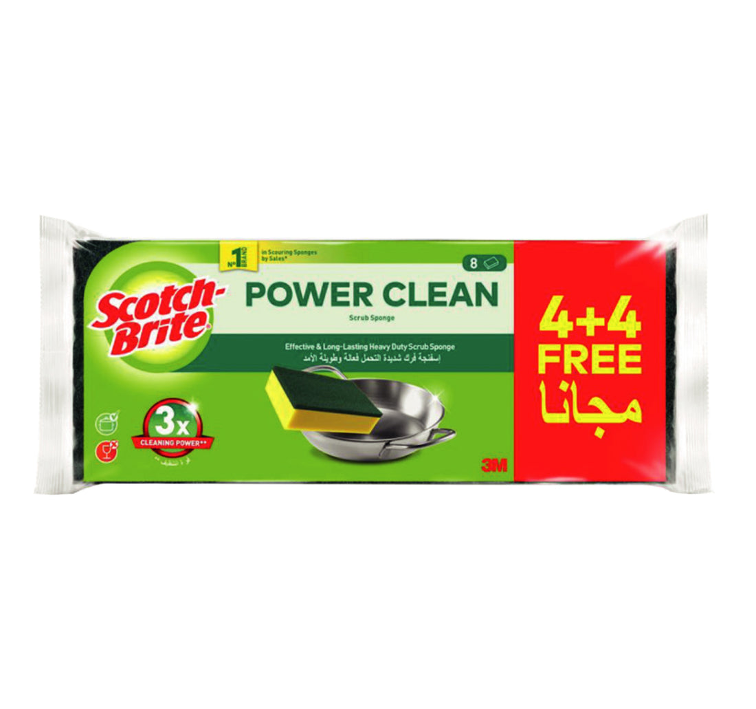 إسفنجة تنظيف قوية التحمل من سكوتش برايت باور كلين، عبوة اقتصادية، 8 قطع