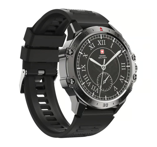 Swiss Military DOM 5 Smart Watch, 1.43 Inches Amoled Display, Black, SM-WCH-DOM5-GUNBLKFBLKSS