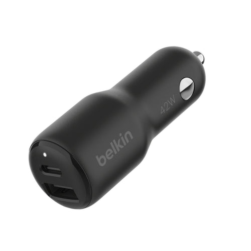 Belkin BoostCharge Dual Port Car Charger, 30W + 12W, Black, CCB005BT Lulu Hypermarket