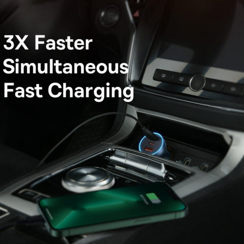 Baseus Fast 3-Port Car Charger, 65 W, Blue, DZ65UC