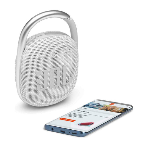 مكبر صوت JBL المحمول بتقنية البلوتوث Clip 4 باللون الأبيض