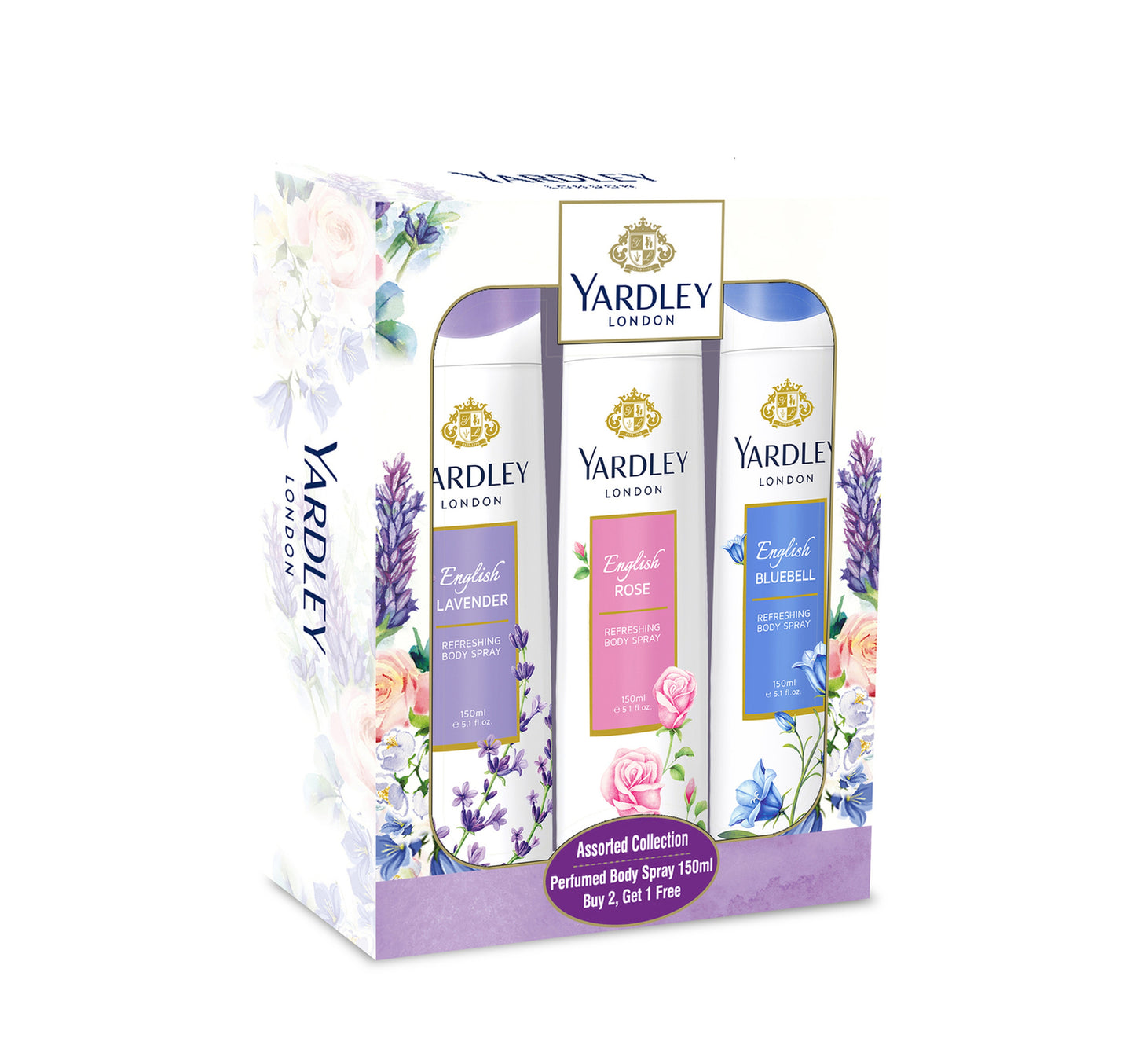 Yardley Perfumed Body Spray Assorted 3 x 150 ml