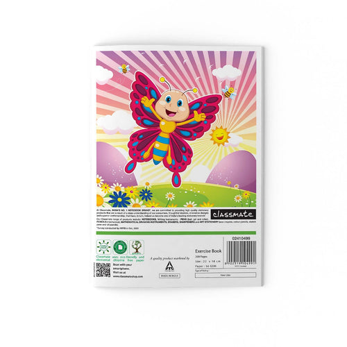Classmate Exercise Book Centre Stapled 220x160mm 56-GSM 4 Line (Arabic) 200 Pages Assorted