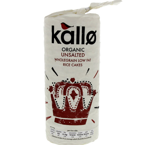 Kallo Organic Unsalted Wholegrain Low Fat Rice Cake 130 g