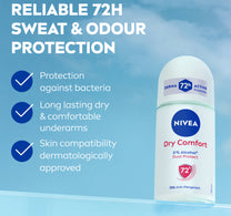 Nivea Dry Comfort Antiperspirant Roll-On for Women 72H Odour Control 50 ml