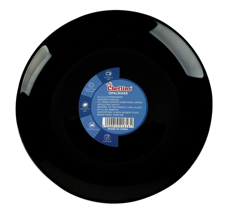 Chefline Opalware Dessert Plate, 7.5 inches, Black, BNMP75T