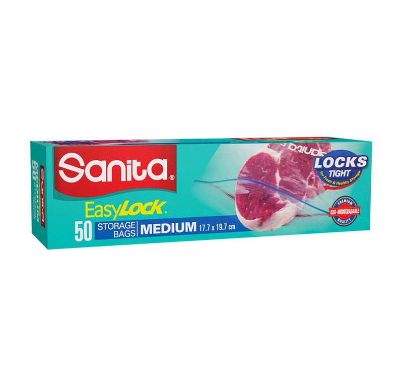 Sanita Easy Zip Lock Food Storage Medium Size 17.7 x 19.7cm 50pcs