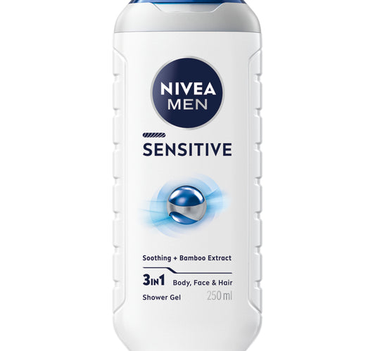Nivea Men Sensitive Shower Gel 3in1 Body Wash with Bamboo Extract & Masculine Scent 250 ml