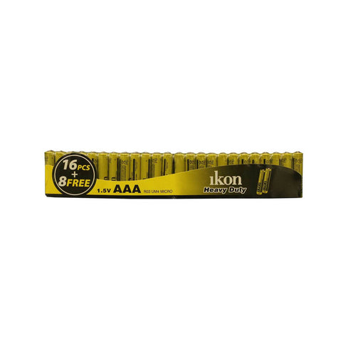 بطاريات AAA شديدة التحمل 1.5 فولت من Ikon، 16+8 قطع