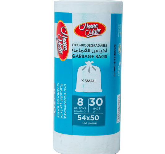 Home Mate Garbage Bags Oxo-Biodegradable 8 Gallons Size X-Small 54 x 50 30pcs
