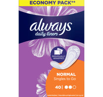 Always Daily Liners Normal Singles To Go 40pcs