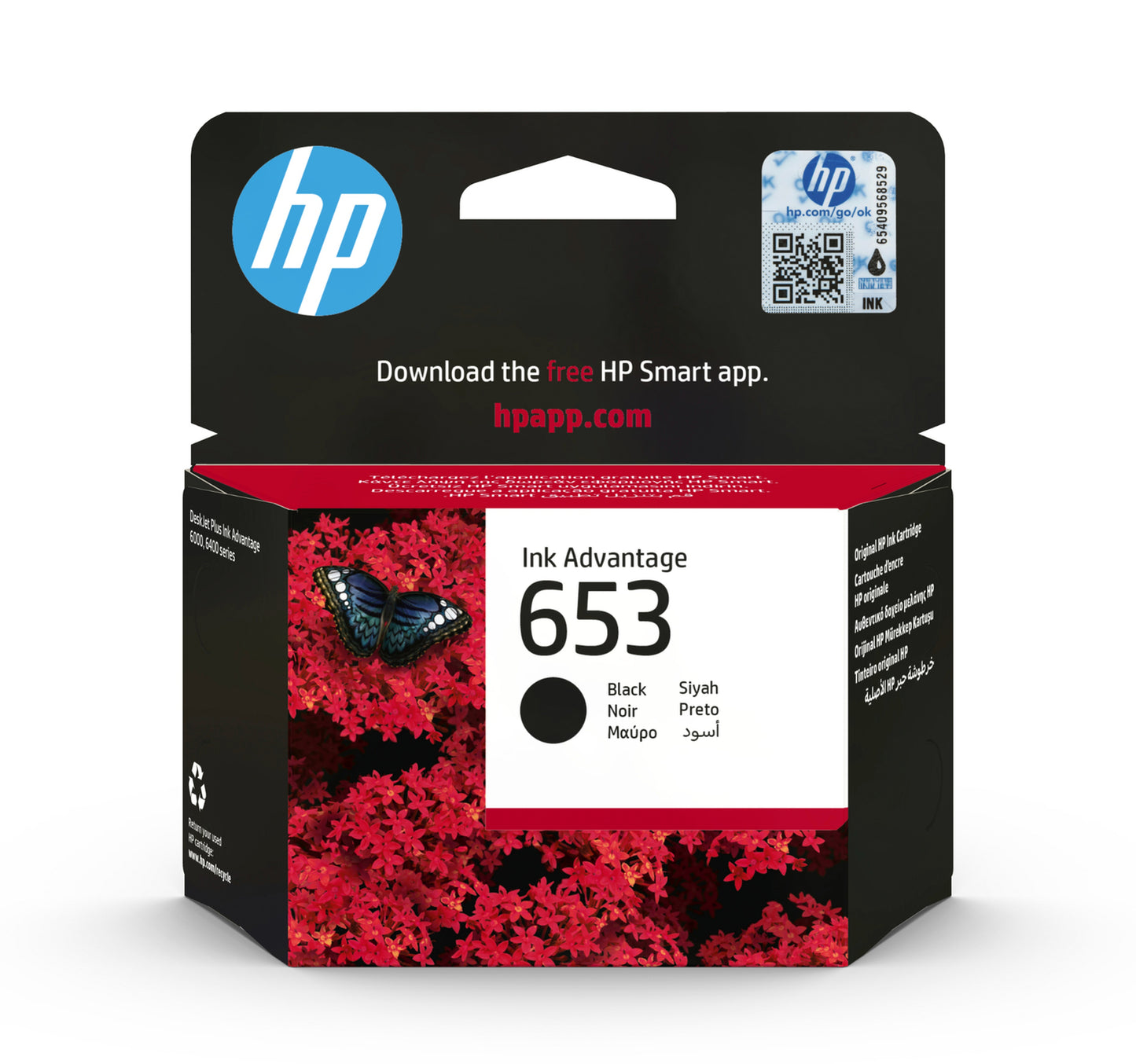 HP 653 Original Ink Cartridge, Black, 3YM75AE