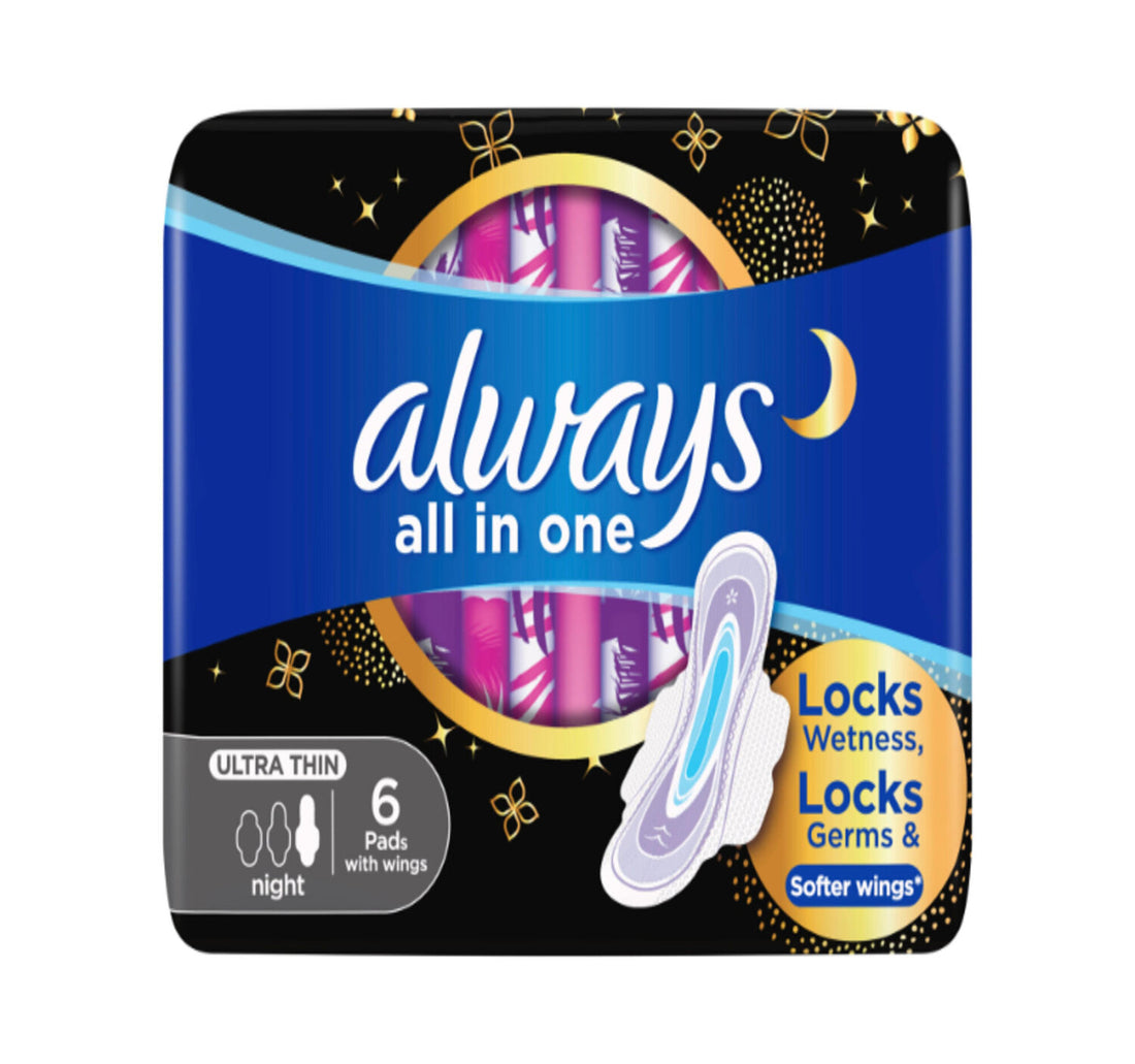 فوط صحية ليلية رفيعة للغاية من ألويز الكل في واحد بأجنحة، 6 قطع