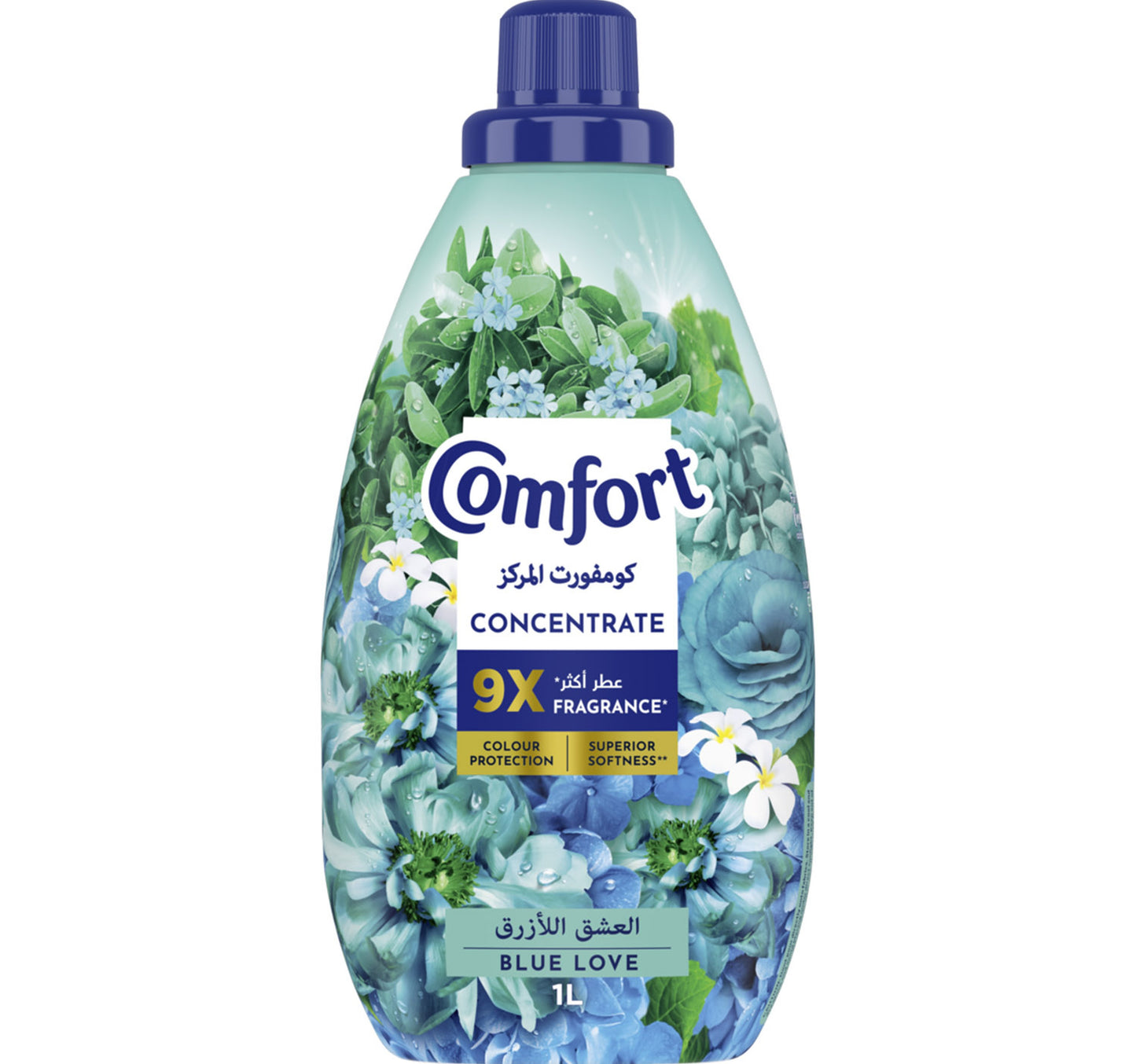 Comfort Concentrate Fabric Softener Blue Love 9x fragrance 1 Litres