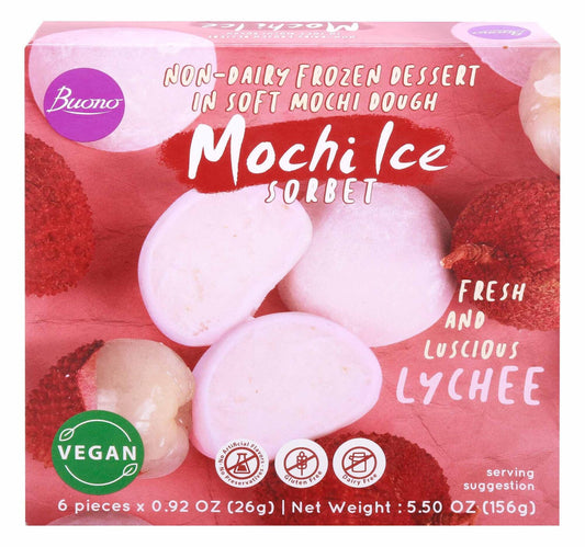 Buono Mochi Ice Lychee Sorbet Non-Dairy Frozen Dessert 156 g