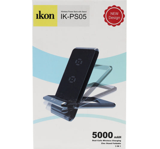 Ikon Wireless Power Bank With Stand, 5000mAh, IK-PS05