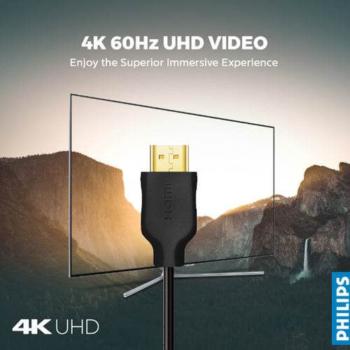 Philips SWV5510-40 1.5 meter High Speed 4K 60Hz UHD HDMI 2.0 Cable -Black