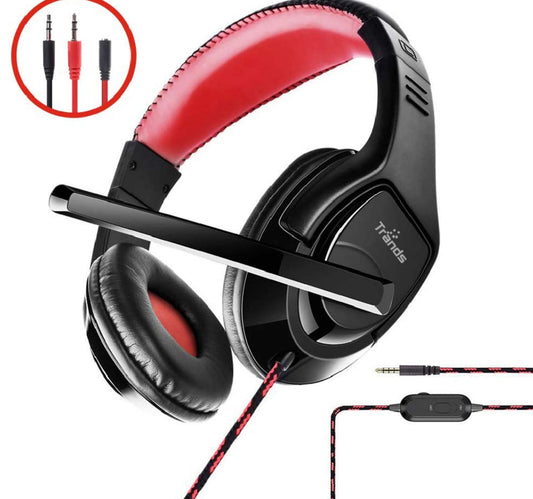 Trands Gaming Headset with 3.5mm Connector and Audio Y Splitter Cable HS5458