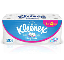 Kleenex Dry Soft Toilet Tissue Paper Embossed Bathroom 2ply 200 Sheets 16+4 Free Rolls
