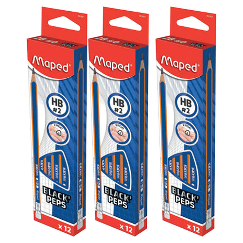 Maped Black Pep HB Pencil 12's 3Pack