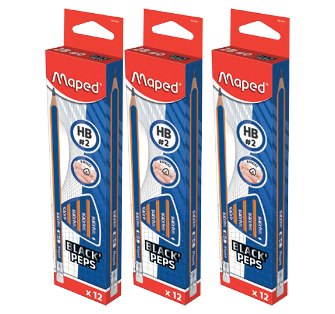 Maped Black Pep HB Pencil 12's 3Pack