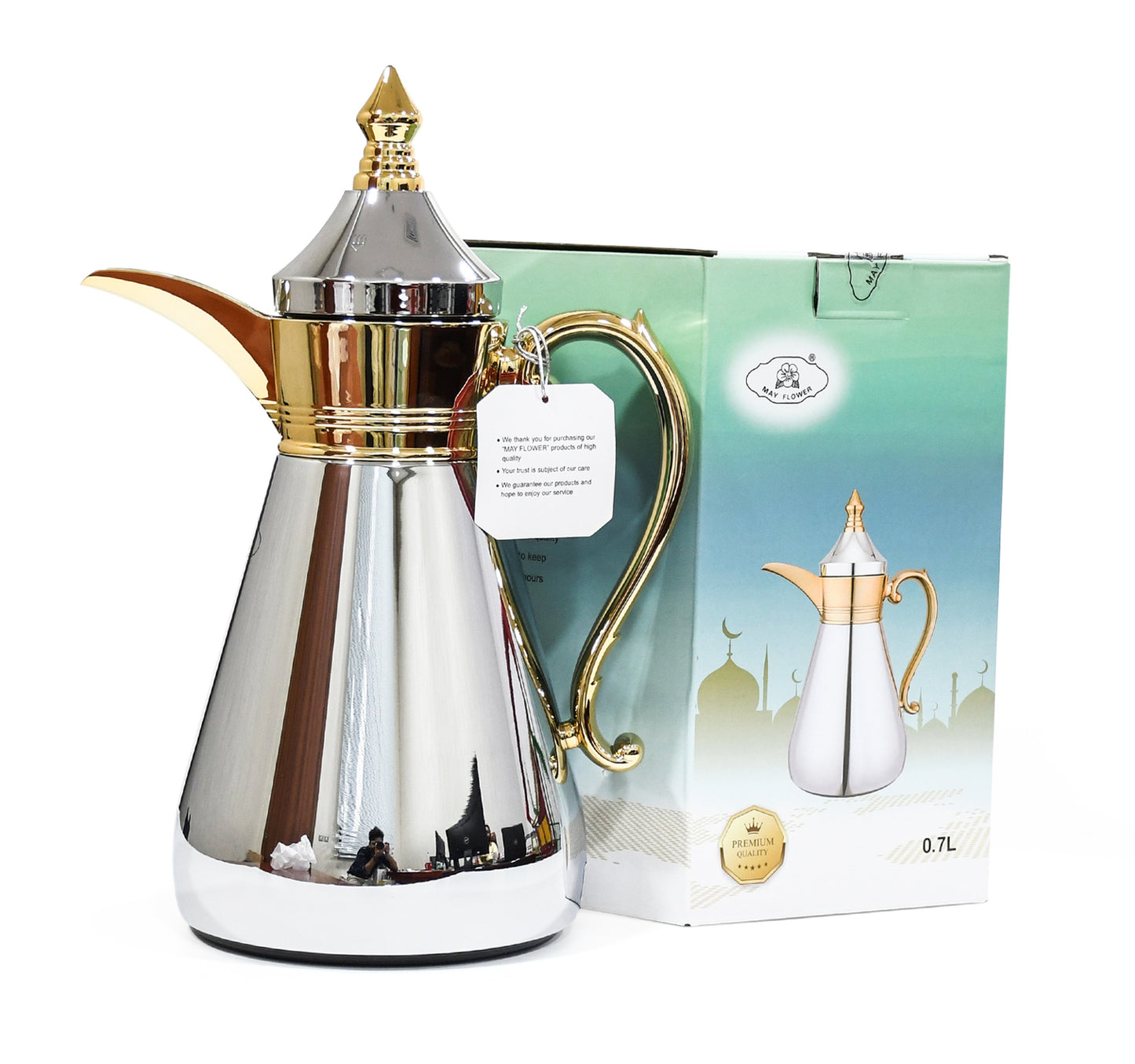 Mayflower Della Vacuum Flask, 0.7 L Capacity, Gold + Silver, PTC-07GS