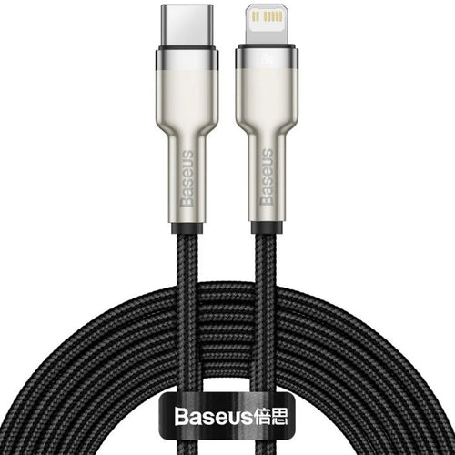 Baseus Metal Type C to Lightning Data Cable, 20 W, 2 m, Black, CATLJK-B01 Lulu Hypermarket