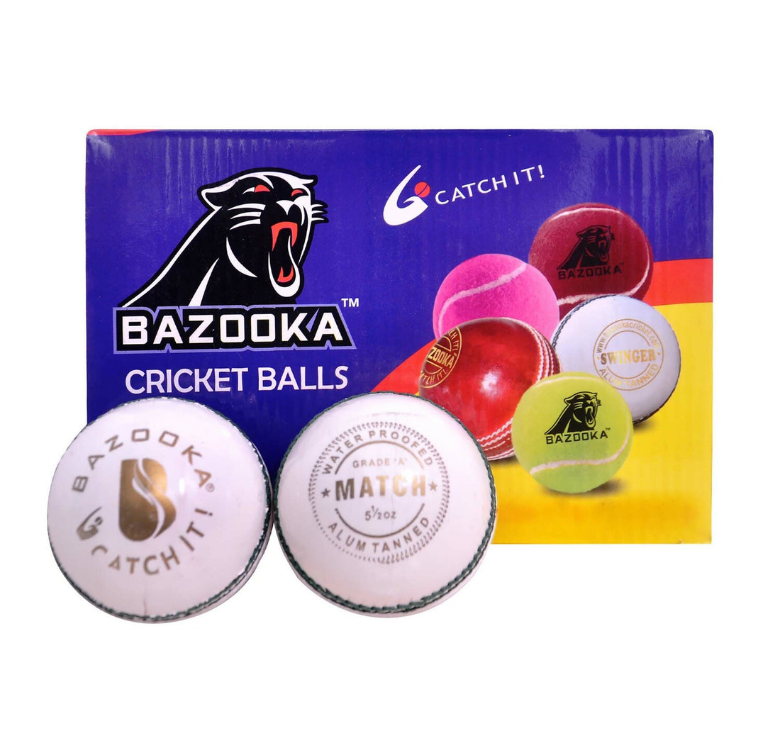 Bazooka Cricket Leather Ball 1pc White