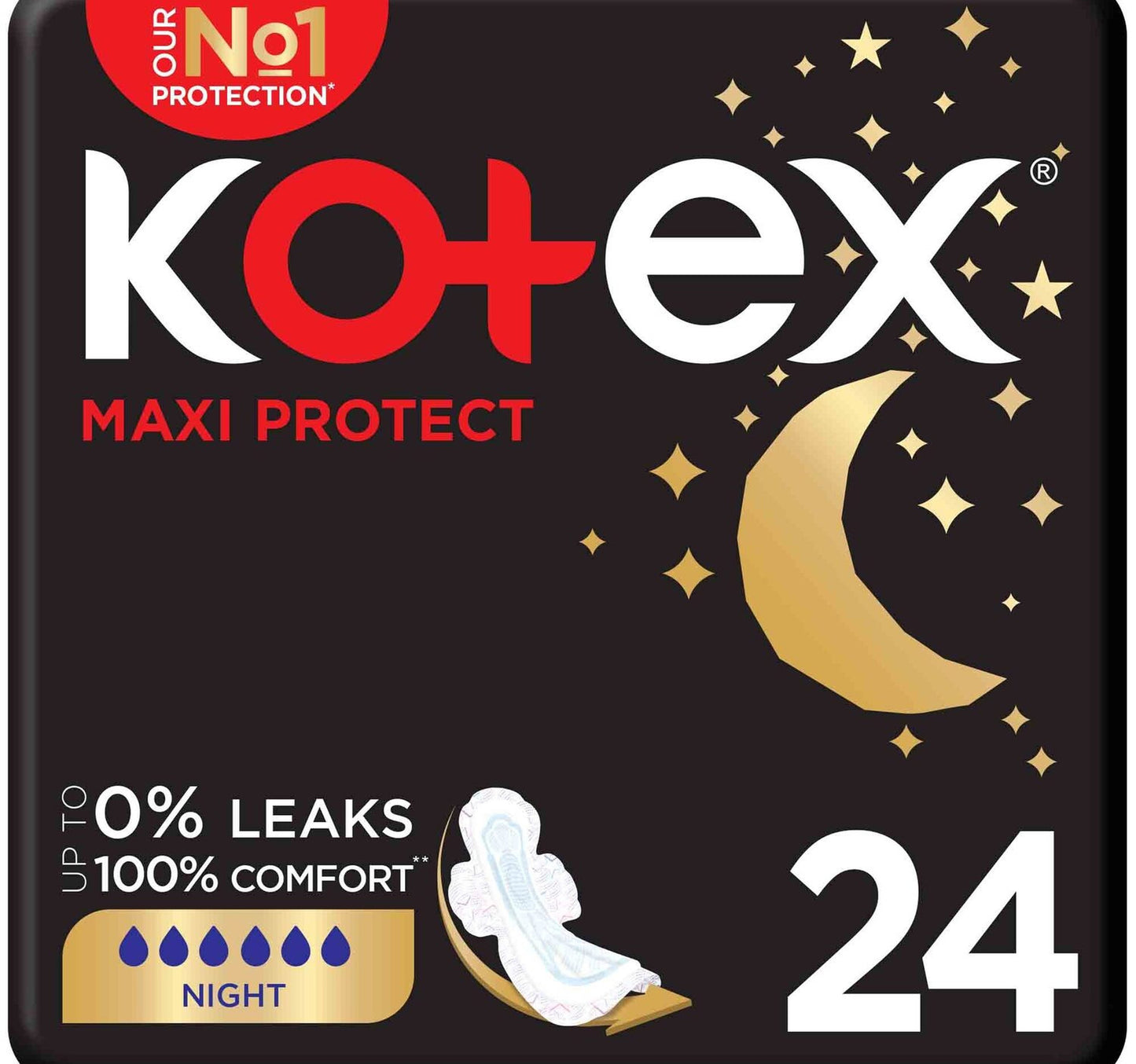 Kotex Maxi Protect Thick Overnight Protection Sanitary Pads with Wings 24 pcs