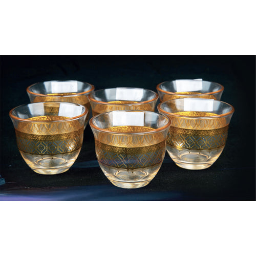 Crystal Drops Cawa Cup Set, 6 pcs, Gold Design, 8266-6