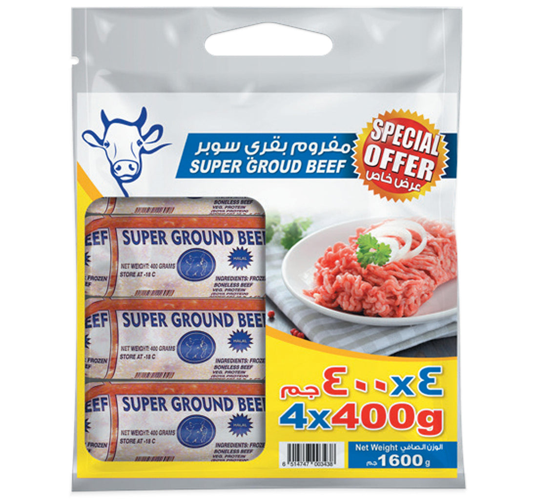 Super Frozen Ground Beef Value Pack 4 x 400 g