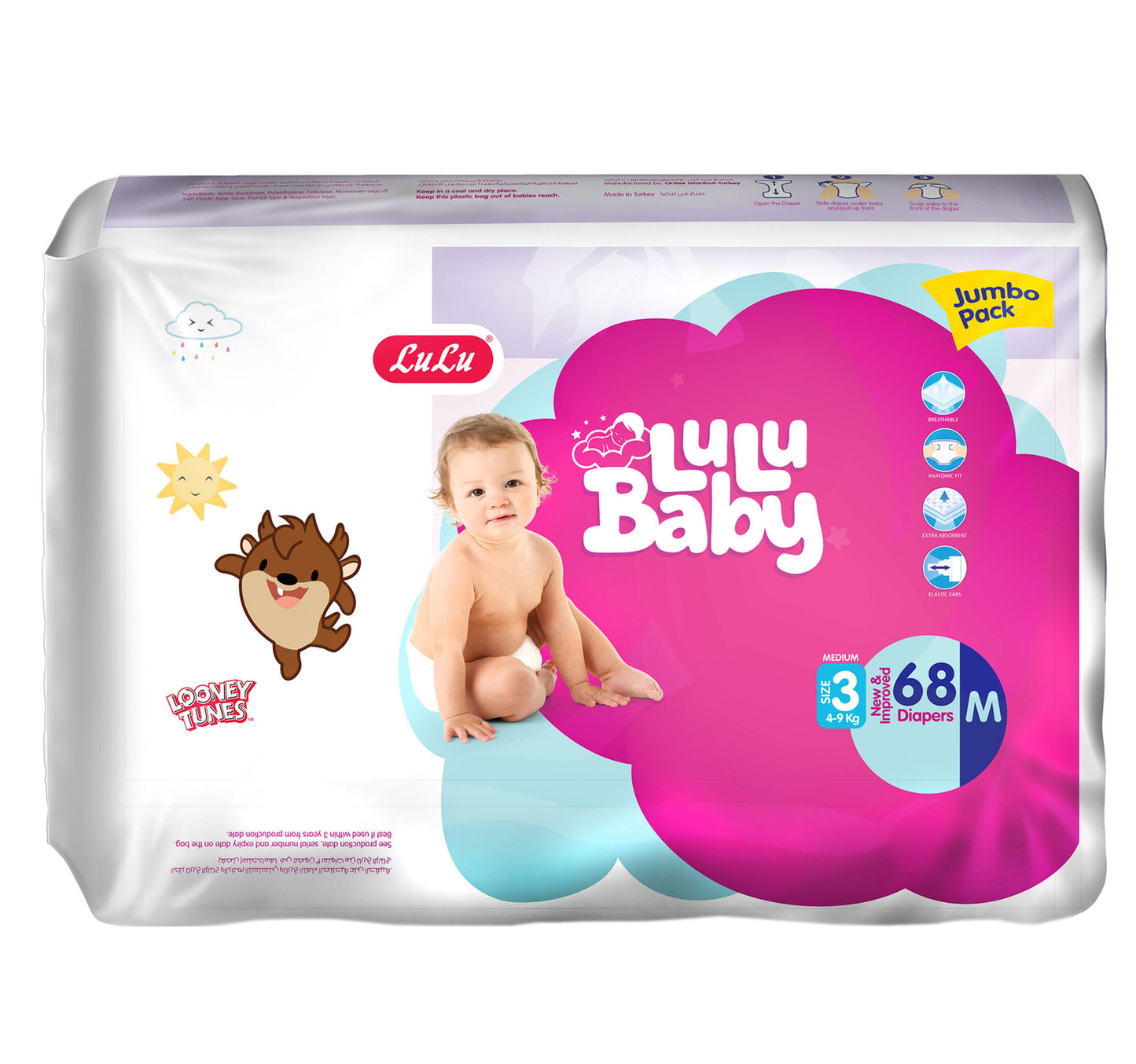 LuLu Baby Diaper Size 3 4-9 kg Medium 68 pcs
