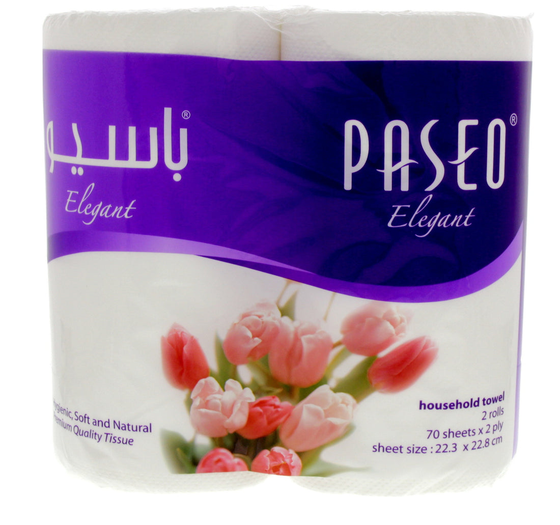 Paseo Elegant Kitchen Roll White 70 Sheets x 2 Ply 2 Roll
