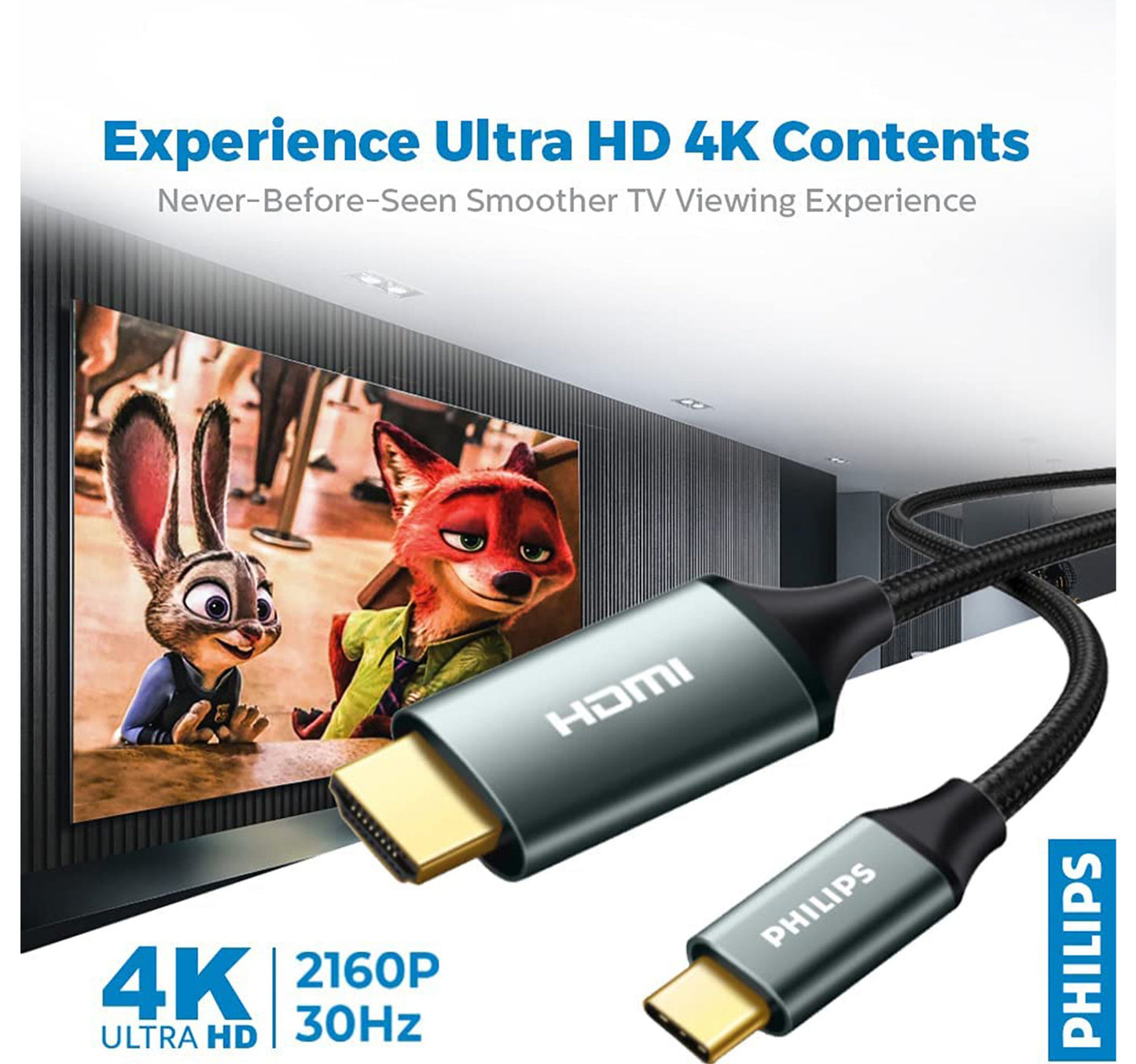 Philips Type C to HDMI Cable SWV5430/10 1.5M,Black