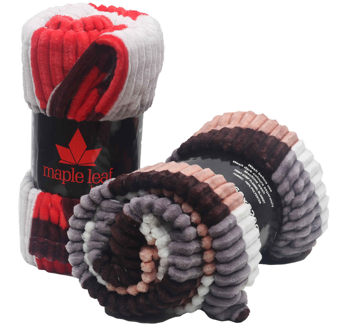 بطانية فلانل بنقشة أوراق القيقب، 160 × 220 سم، شريط متنوع