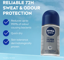 Nivea Men Silver Protect Antiperspirant for Men Antibacterial Protection Roll-on 50 ml