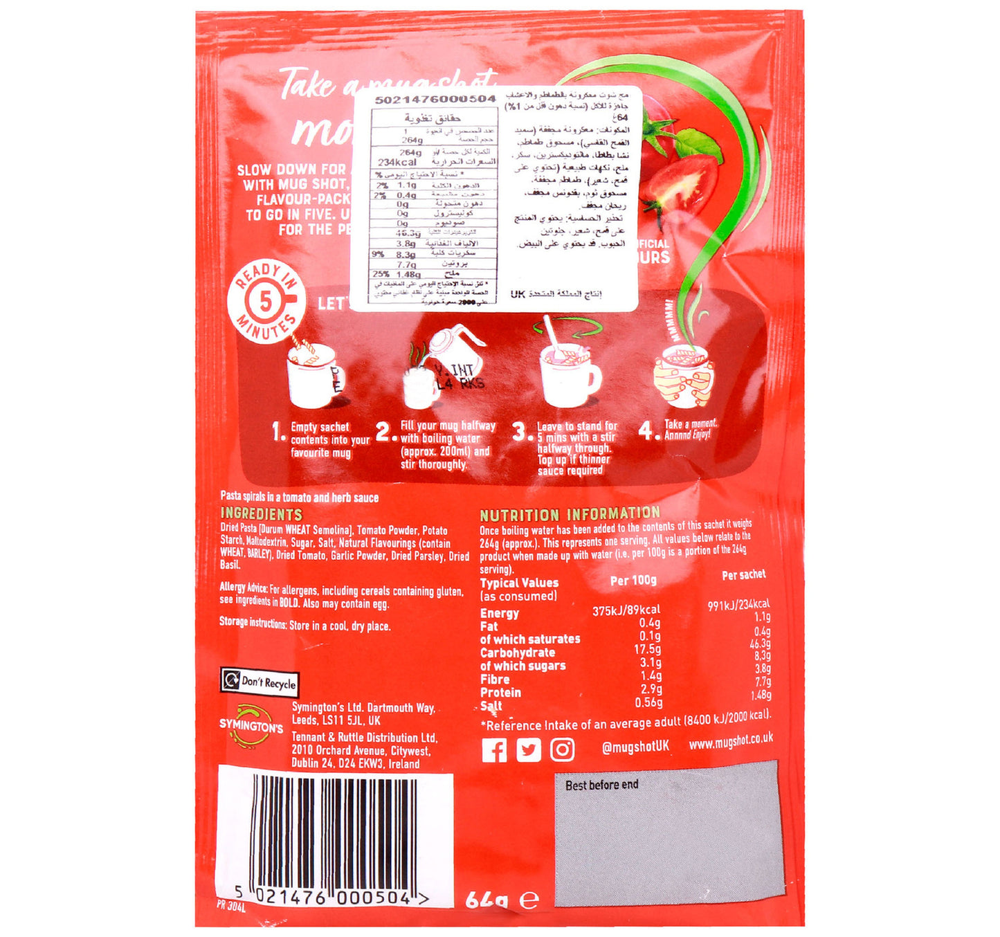 Mug Shot Tomato & Herb Pasta 64 g