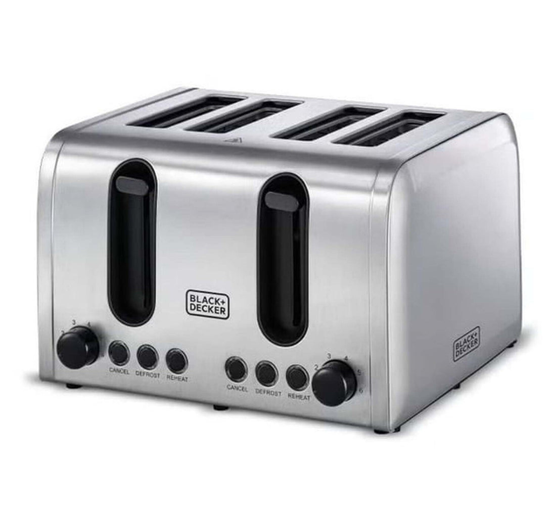Black+Decker 4 Slice Toaster, 2100 W, Stainless Steel, ET444-B5