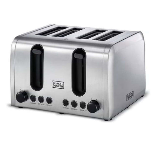 Black+Decker 4 Slice Toaster, 2100 W, Stainless Steel, ET444-B5