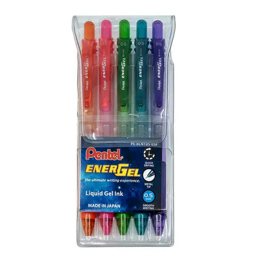 Pentel Energel-X Needle 0.5mm Tip Gel Pen Set, 5 Pieces, Multicolour, PE-BLN105-05F