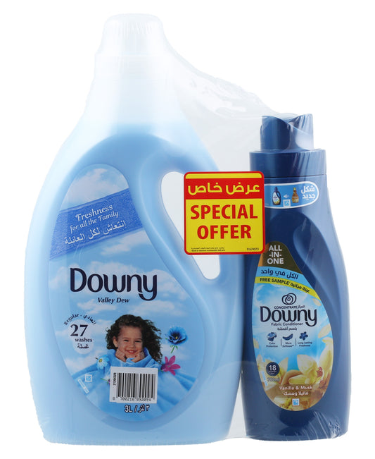 Downy Fabric Softener Dilute Valley Dew 3 Litres + Fabric Conditioner Vanilla & Musk 700 ml