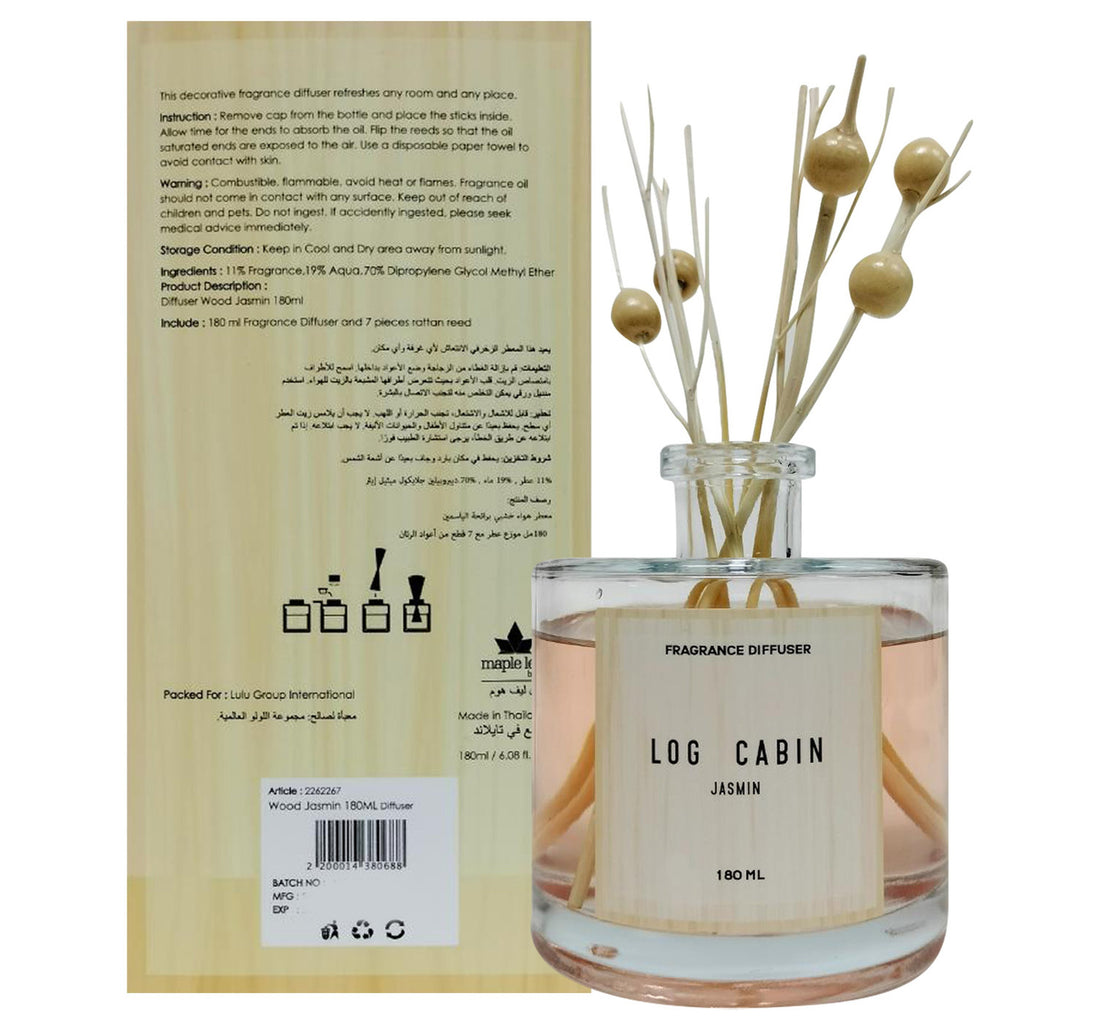 Maple Leaf Home Wood Jasmine Fragrance Oil Diffuser, 180 ml